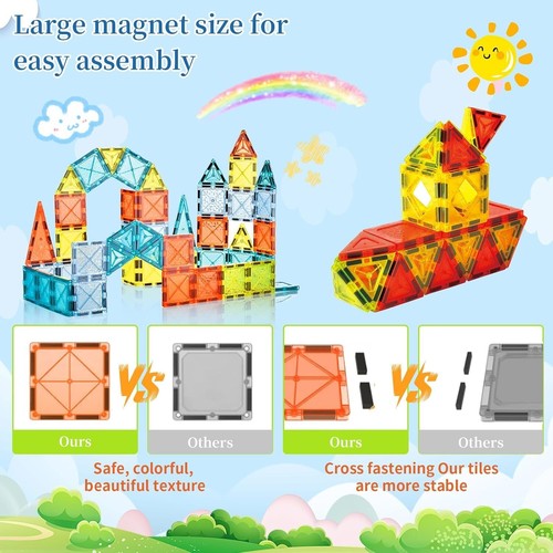 Azulejos Magnéticos Niños Juguetes Bloques de Construcción Set 3D STEM Educativos Regalos de Cumpleaños - Imagen 2 de 7