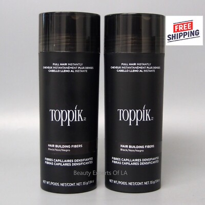 -2- Toppik Hair Building Fibers in Black 55gr / 1.94oz NEW 100% AUTHENTIC