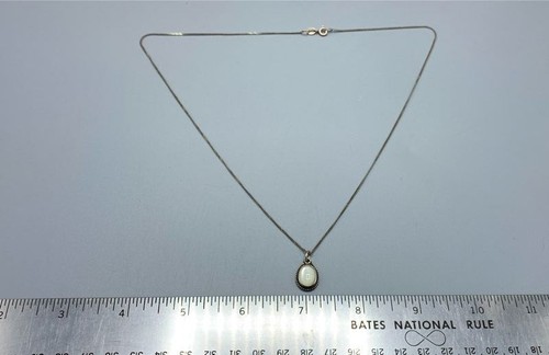 Sterling Silver, M.O.P. Oval Pendant Necklace - Picture 7 of 7