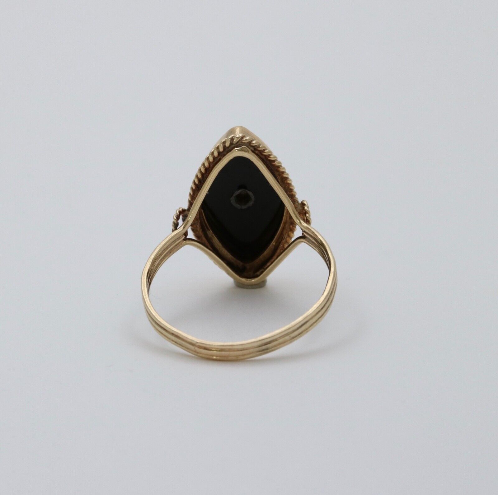 Antique Art Deco Marquise Onyx Diamond Ring - image 6