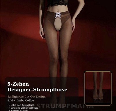 5 Zehen  Designer-Strumpfhose mit raffiniertem Cut-Out  S/M Farbe Bild 2