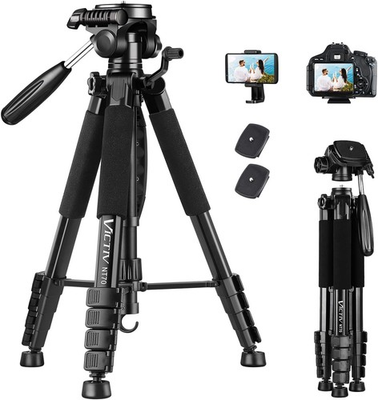 #ad 74” Aluminum Camera amp; Phone Tripod with 3 Way Pan Head $23.99