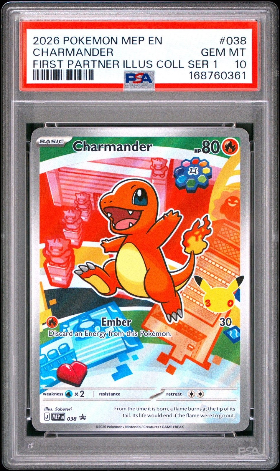 Pokemon Charmander Mega Evolution First Partner Illustration Coll #038 PSA 10