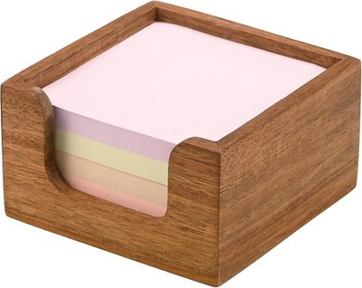 Acacia Wood Sticky Note Holder 3x3 Post It Note Dispenser With Anti-Slip Pads