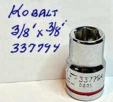 Kobalt 3/8" x 3/8" Dr Standard Chrome Socket  6 Pt  # 337794 Free USA Shipping