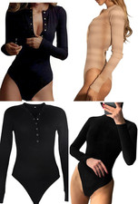 Leotard Top Bodysuits for Ladies Crew Neck |Turtle Neck| Ribbed Knit Snaps