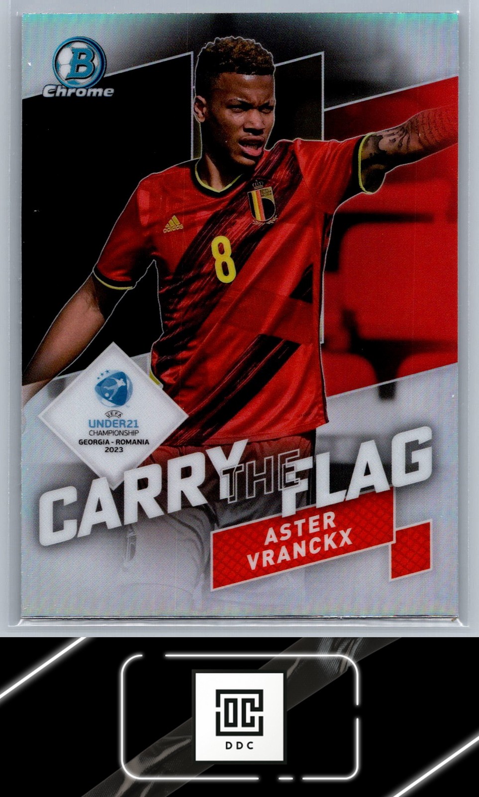 2022 Bowman Chrome Road to UEFA U21 Euros #CF-10 Aster Vranckx Carrying the Flag