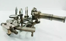 J.SCOTT Antique Brass Sextant 5" Astrolabe Marine Navigation Nautical Box Vintag
