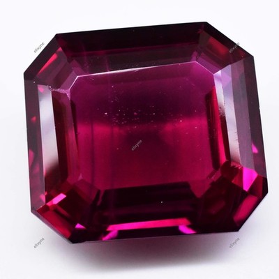 Certified 62.15 Ct Natural Rhodolite Garnet Raspberry Radiant Cut Loose Gemstone
