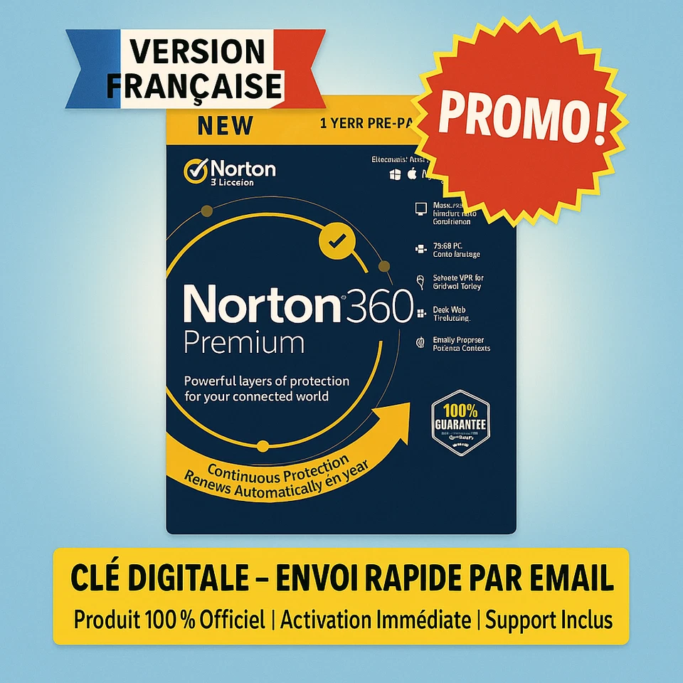 Norton 360 Premium FRANÇAIS 2026 | 10 appareils | 1 an de protection - Photo 1/1