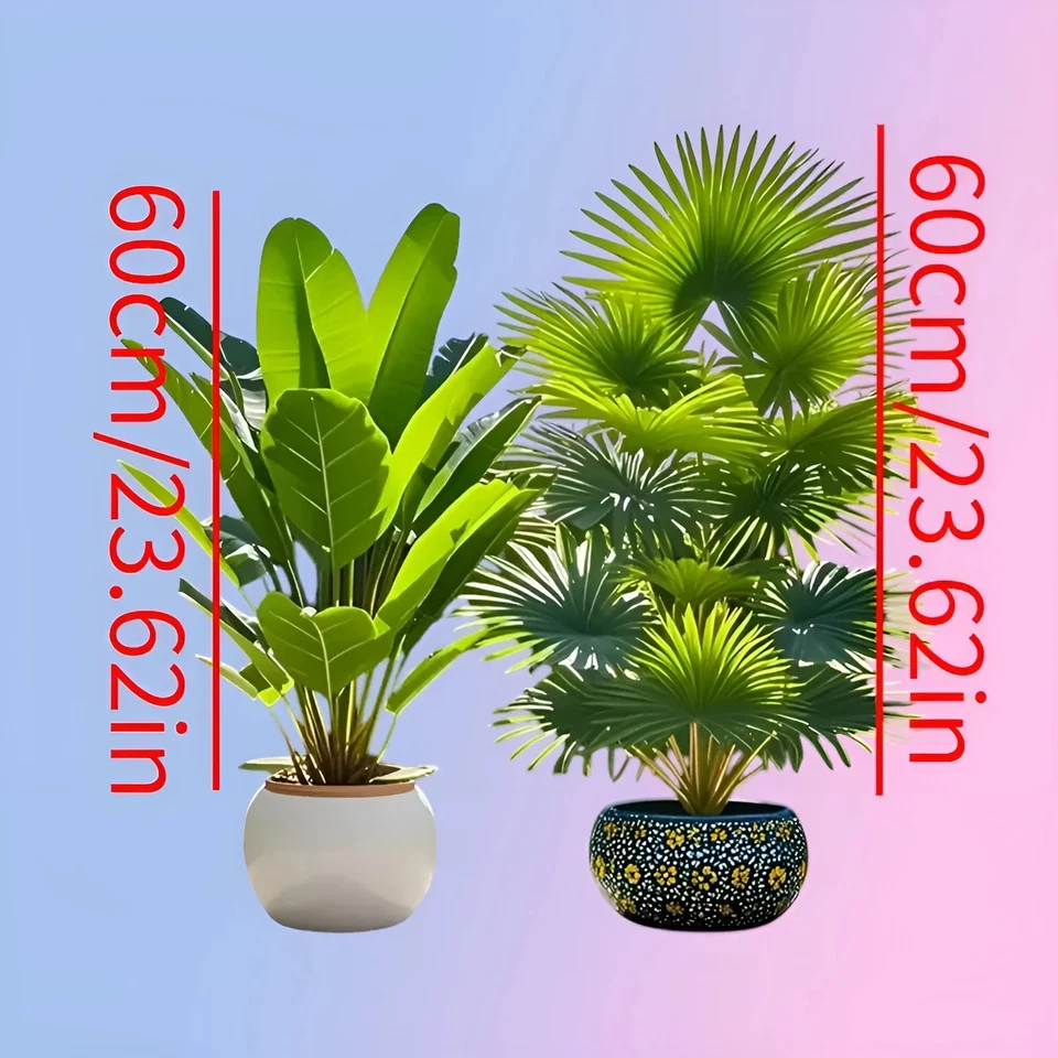2 Pzas. Planta Artificial Sintético Palma Plátano 60CM Sin Jarrón Interior Casa - Imagen 2 de 4
