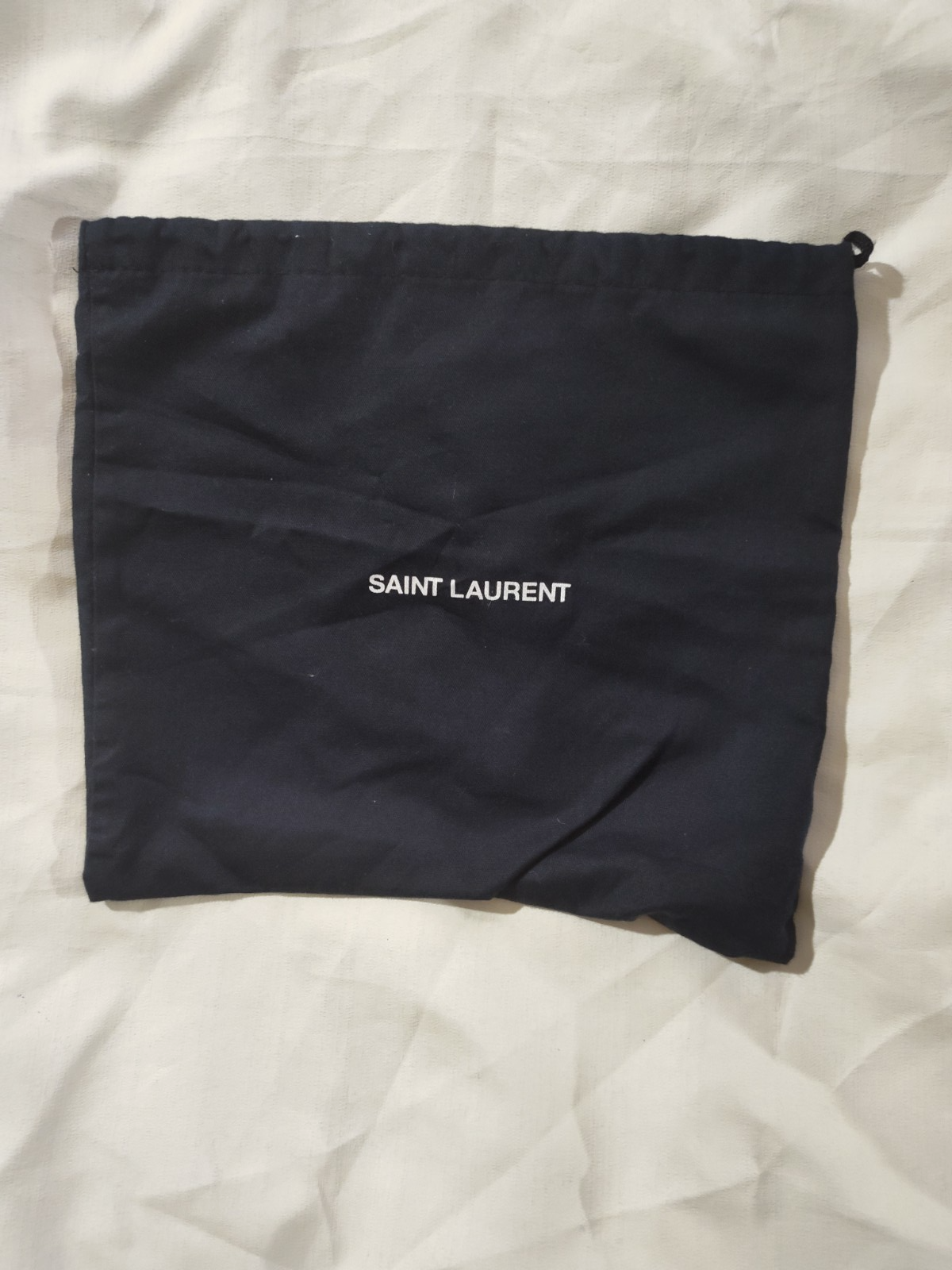 Sacchetto antipolvere Saint Laurent 9 x 10 nero con logo bianco