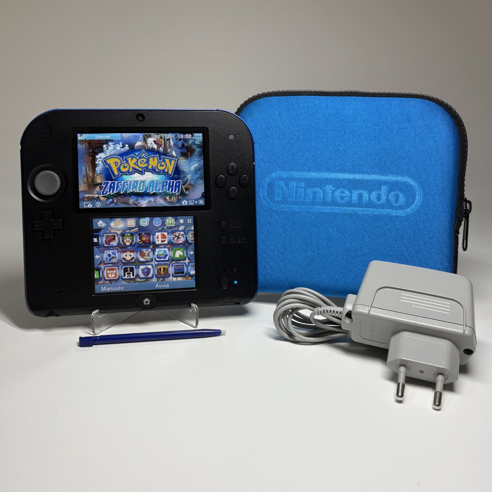 CONSOLE NINTENDO 2DS NERO - BLU PERSONALIZZABILE + SD 64GB + TANTI GIOCHI