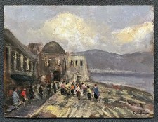 Gennaro Villani. Marina di Napoli con figure [Impressionismo]