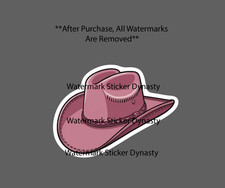 Pink Cowboy Hat Sticker Waterproof Decal Cowgirl Country Western Music Gift NEW