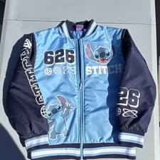 Disney Lilo Stitch Toddler Blue/Navy Varsity Zip-Up Jacket Graphic Print