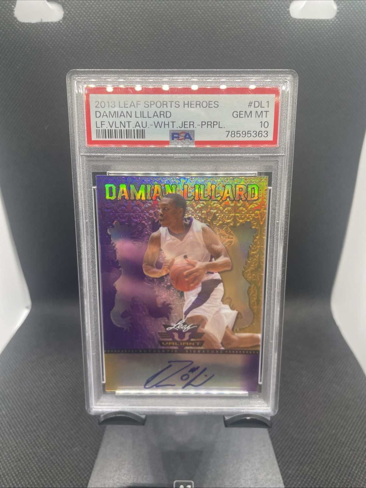 2013 Leaf Sports Heroes Damian Lillard Valiant Auto Purple /25 PSA 10