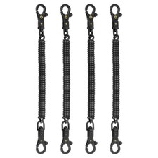 4 x Retractable Coil Springs Keychain with Plastic Lobster Clasp Black