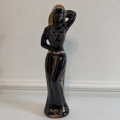 Nubian Heritage 12 Inch Tall Ceramic Woman Figurine Hand Painted Africa 1960