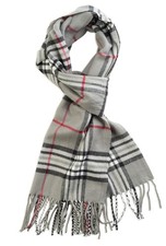 Super Soft Luxurious Classic Cashmere Feel Winter Scarf Gray Plaid 2