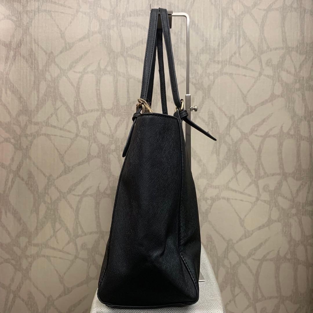 Tory Burch Tote Bag Shoulder Bag Leather Black Logo Women's From Japan thumbnail 4