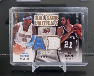 2009 Upper Deck Dual Game Materials Carmelo Anthony Tim Duncan #DG-DA Gold /150 