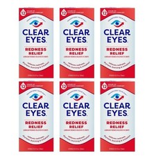 Clear Eyes Redness Relief Sterile Eye Drops - 0.5 Oz (Pack of 6)