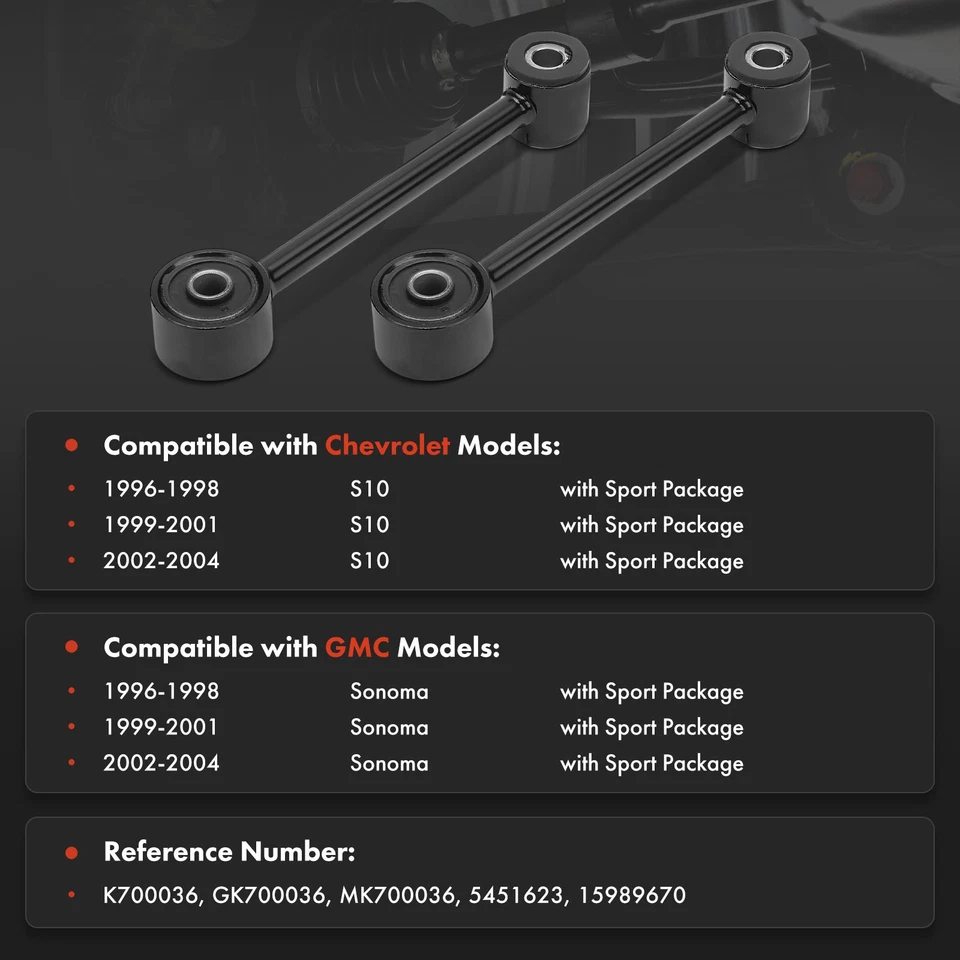 2x Eslabones de barra estabilizadora lateral para conductor trasero y pasajero para Chevrolet S10 GMC Sonoma 96-04 Foto 2 de 4