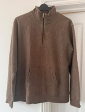 White Stuff Brown Half Zip Sweatshirt Jumper Size L Cotton Casual