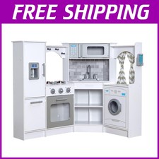 Wooden Play Kitchen with Lights Sounds, White