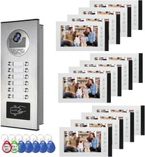 12units 7inch monitor wired video Door phone kit indoor-outdoor video Apartment