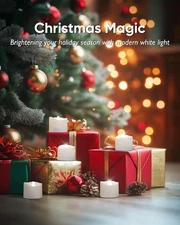 Homemory Timer Tea Lights Candles Battery Operated 12-Pack, Pure White Light