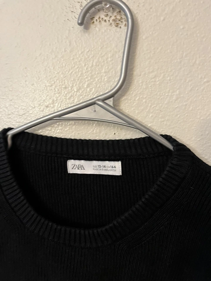 Suéter Zara Niñas Prendas de Punto Niños Talla 13-14 Schoolcore Minimalista Cálido Acogedor Negro Foto 2 de 4