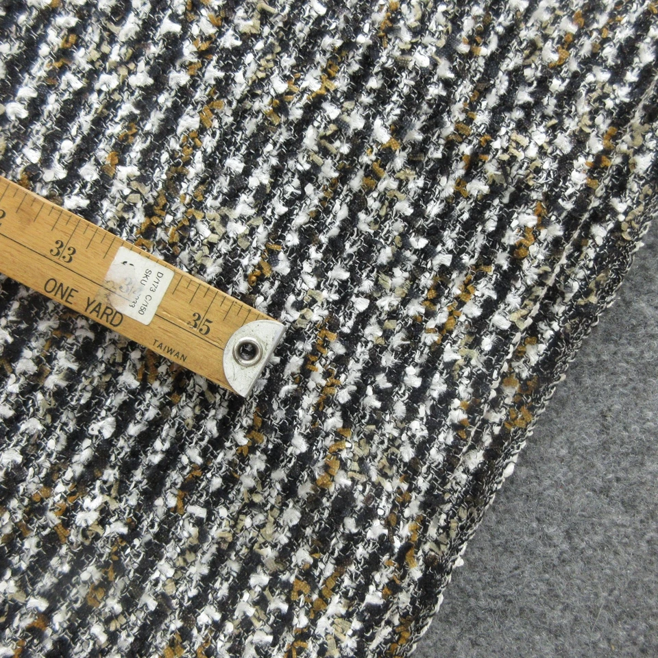 Vestido St John Feminino 6 Preto Branco Dourado Tweed Boucle Malha Manga Curta Bainha - Imagem 3 de 4