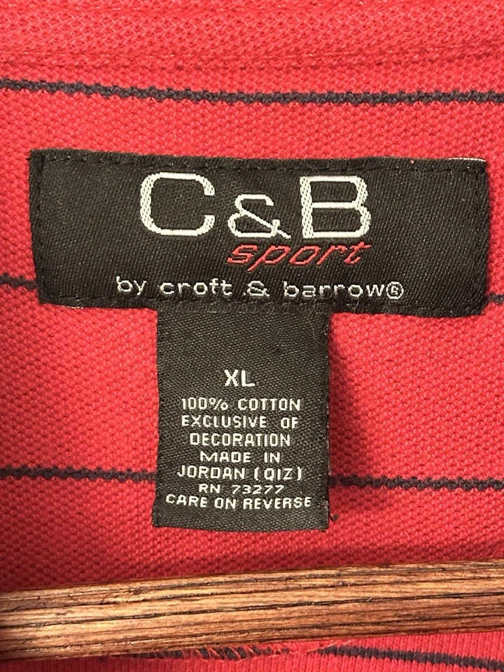 Polo C&B Croft & Barrow Sport Rojo Rayas EE. UU. Manga Corta Talla Extra Grande Foto 3 de 4