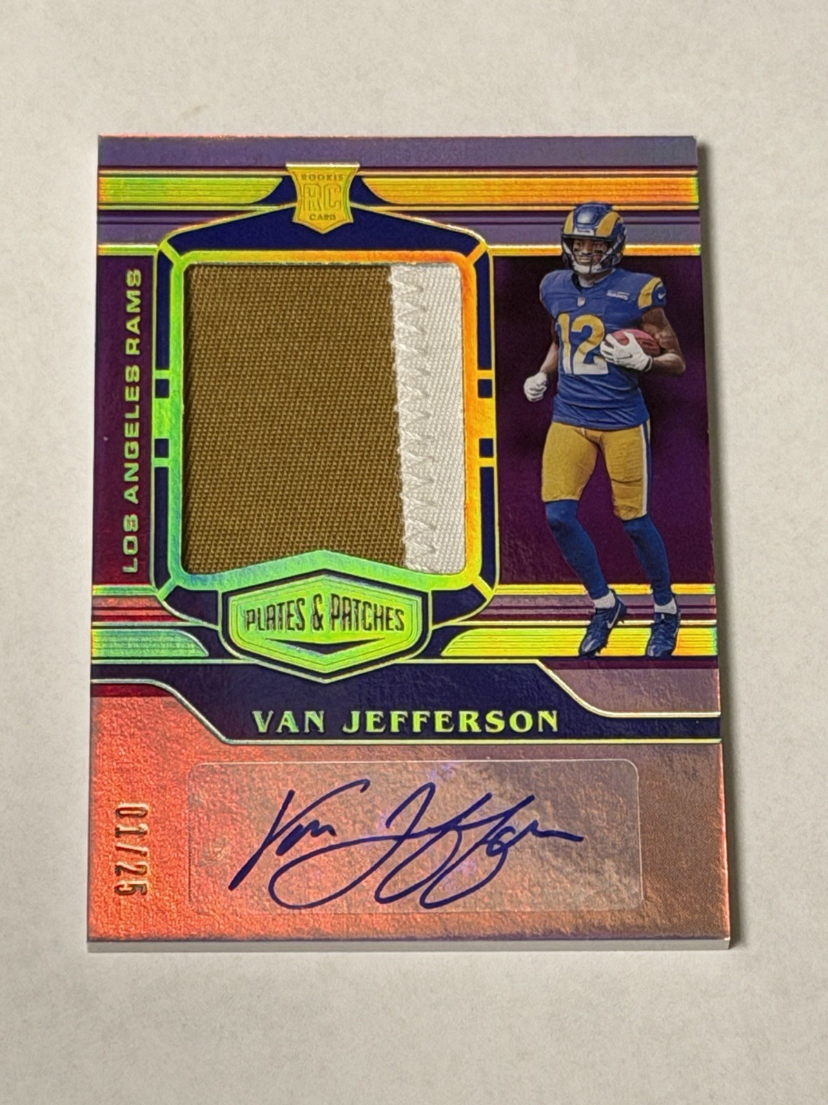 Van Jefferson Panini Plates & Patches Rookie Patch Autographs #RPAVJ Purple