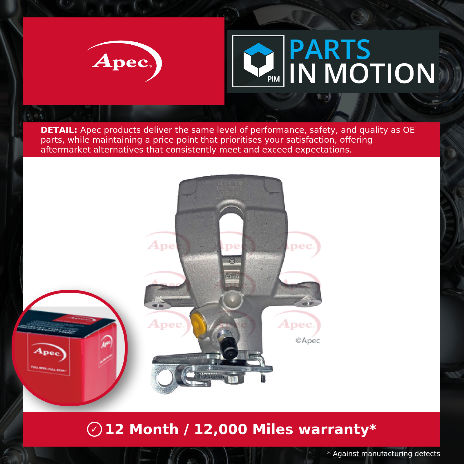 Brake Caliper fits RENAULT MEGANE Mk2, Mk3 1.9D Rear Right 2002 on 32056363 Apec - Image 6