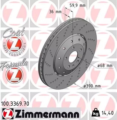 Bremsscheibe (pro Einheit) ZIMMERMANN 100.3369.70
