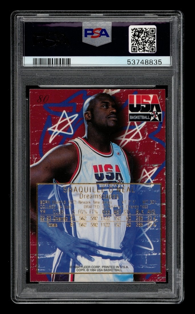 1994-95 Flair Usa Basketball Dreamscapes: # 80 Shaquille O'Neal PSA 9 MINT view 2