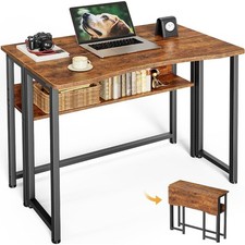Folding Desk with Storage Shelf, 31.5 Inch Foldable Computer Table