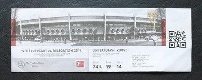 TICKET Relegation Bundesliga 2018/19 VfB Stuttgart - Union Berlin # 914