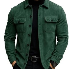 Men's Suede Leather Jacket Biker Green Colour Casual Real Sheepskin Suede Jacket