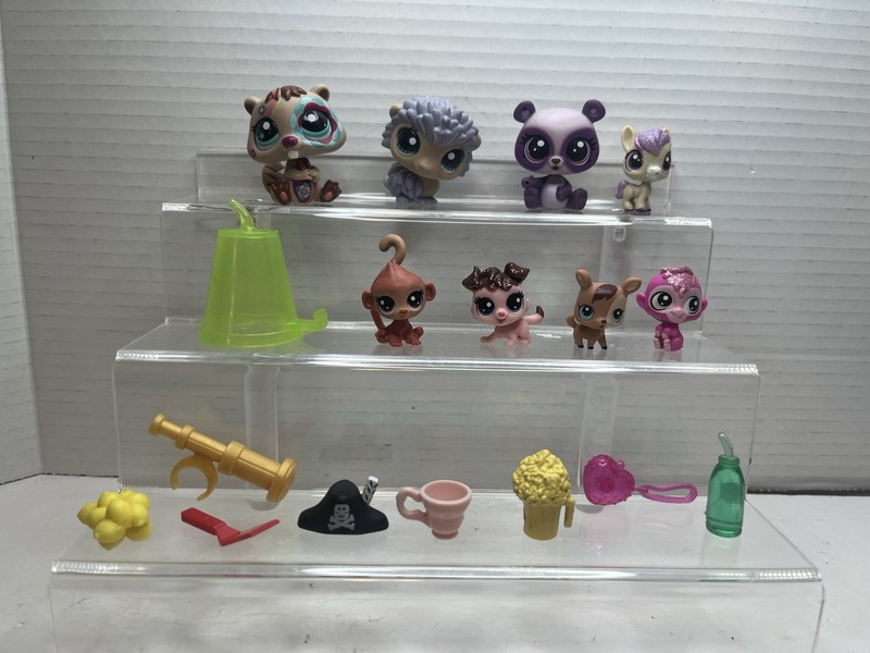Mixed Lot Of LPS Littlest Pet Shop Accessories Monkey Beaver Panda Hedgehog READ