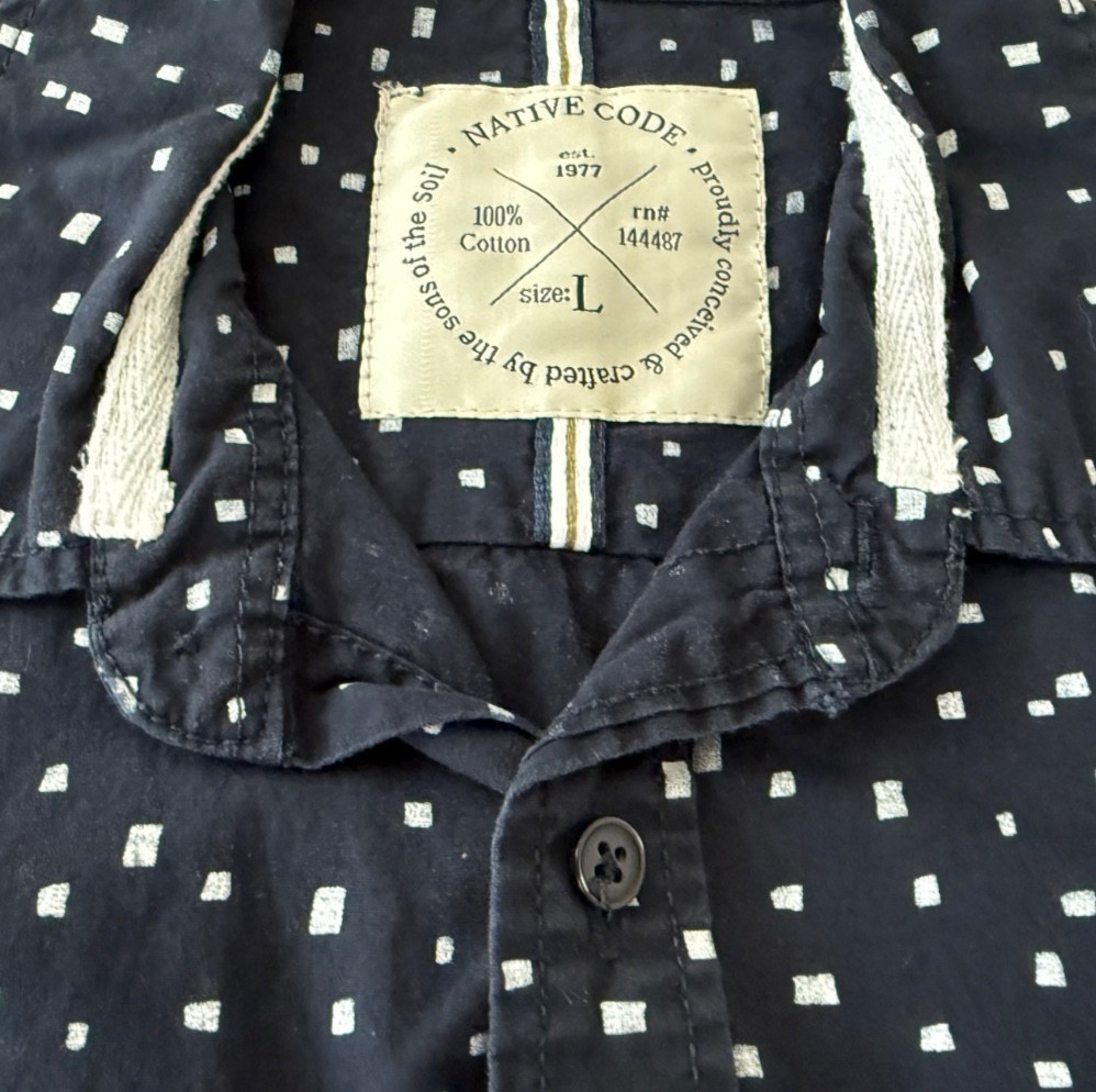 Native Code Men's SS Button UP - Blue - Large (Sl… - image 2