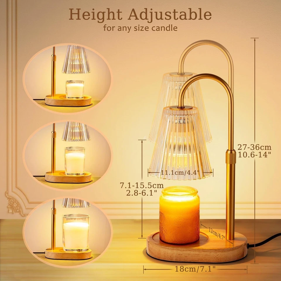 Candle Warmer Lamp with Timer Electric Wax Melter Dimmable Heater Glass Shade - Image 3 of 4
