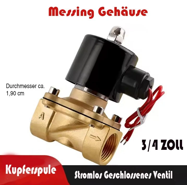 Magnetventil Messing 3/4" 1/2" 1" 0-10 Bar NC Stromlos Geschlossen 230V Ventil - Bild 4 von 4