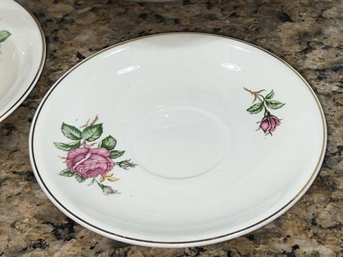 Vintage Paden City Pottery 1952 74pz "Rosa Vecchia" Porcellana Rosa Floreale Oro RimEC - Foto 7 di 24