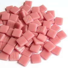 50 Tiles - 12 mm Dark Rose Pink Glass Square Mosaic Tile Pieces