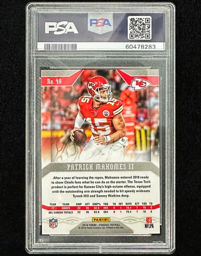 2018 Panini Phoenix #48 Patrick Mahomes Chiefs 2nd year silver refractor PSA 10 - Picture 2 of 2