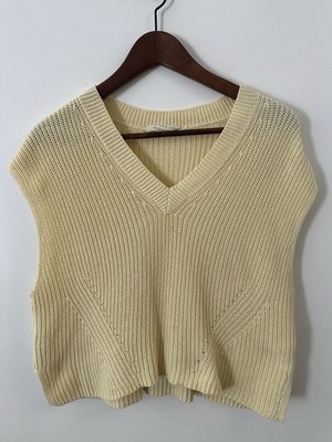 Mango MNG Light Yellow Pullover Shirt No Sleeves Size XS